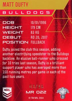 2022 NRL Elite - Mojo Ruby #MR 022 Matt Dufty Back